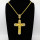 Stainless 304, Zirconia Jesus Crucifix Cross Pendant With Rope Chain Necklace,Golden Plating,L:90mm W:48mm, Chains :700mm,About: 59g/pc,1 pc / package,HHP00185akjl-360
