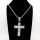 Stainless 304, Zirconia Jesus Crucifix Cross Pendant With Rope Chain Necklace,Stainless Steel Original,L:90mm W:48mm, Chains :700mm,About: 59g/pc,1 pc / package,HHP00186ajol-360