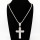 Stainless 304, Zirconia The Cross Pendant With Rope Chains Necklace,Stainless Steel Original,L:85mm W:41mm, Chains :700mm,About: 66g/pc,1 pc / package,HHP00190vjjl-360