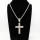 Stainless 304, Zirconia The Cross Pendant With Rope Chains Necklace,Stainless Steel Original,L:79mm W:38mm, Chains :700mm,About: 45g/pc,1 pc / package,HHP00194ajlv-360