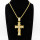 Stainless 304, Zirconia Thorns Cross Pendant With Rope Chains Necklace,Golden Plating,L:82mm W:39mm, Chains :700mm,About: 59g/pc,1 pc / package,HHP00203ajoo-360