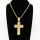 Stainless 304, Zirconia The Cross Pendant With Rope Chains Necklace,Golden Plating,L:82mm W:42mm, Chains :700mm,About: 55g/pc,1 pc / package,HHP00205akpo-360