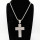 Stainless 304, Zirconia The Cross Pendant With Rope Chains Necklace,Stainless Steel Original,L:82mm W:42mm, Chains :700mm,About: 55g/pc,1 pc / package,HHP00206akko-360