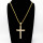 Stainless 304, Zirconia The Cross Pendant With Rope Chains Necklace,Golden Plating,L:77mm W:37mm, Chains :700mm,About: 49g/pc,1 pc / package,HHP00207akja-360