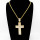 Stainless 304, Zirconia The Cross Pendant With Rope Chains Necklace,Golden Plating,L:86mm W:40mm, Chains :700mm,About: 56g/pc,1 pc / package,HHP00211akol-360
