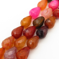 Natural Agate,Pear shape,Faceted,Mixed color,Dyed,10x14mm,Hole:1mm,about 27pcs/strand,about 55g/strand,5 strands/package,15"(38cm),XBGB00124vhkb-L001