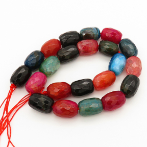 Natural Agate,Drum bead,Faceted,Mixed color,Dyed,13x18mm,Hole:1mm,about 22pcs/strand,about 106g/strand,5 strands/package,16"(40cm),XBGB00133aivb-L001