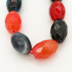 Natural Agate,Rice bead,Faceted,Mixed color,Dyed,11x14mm,Hole:1mm,about 28pcs/strand,about 55g/strand,5 strands/package,15"(39cm),XBGB00136vhkb-L001