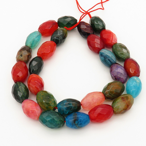 Natural Agate,Rice bead,Faceted,Mixed color,Dyed,10x14mm,Hole:1mm,about 28pcs/strand,about 53g/strand,5 strands/package,15"(39cm),XBGB00139ahjb-L001