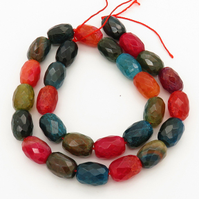Natural Agate,Drum bead,Faceted,Mixed color,Dyed,10x14mm,Hole:1mm,about 28pcs/strand,about 62g/strand,5 strands/package,15"(39cm),XBGB00142ahjb-L001