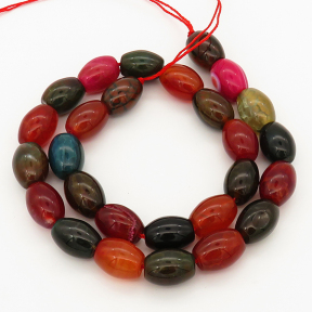 Natural Agate,Drum bead,Mixed color,Dyed,11x14mm,Hole:1mm,about 26pcs/strand,about 58g/strand,5 strands/package,15"(37cm),XBGB00157vhkb-L001