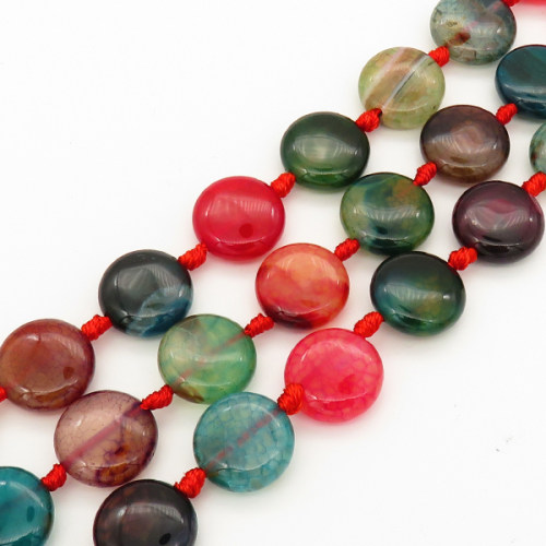 Natural Agate,Flat Round,Mixed color,Dyed,16mm,Hole:1mm,about 20pcs/strand,about 51g/strand,5 strands/package,15"(38cm),XBGB00166vhnv-L001