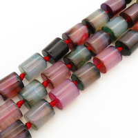 Natural Agate,cylinder,Colorful,Dyed,12x14mm,Hole:1mm,about 21pcs/strand,about 76g/strand,5 strands/package,15"(37cm),XBGB00178vhov-L001