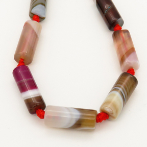 Natural Agate,cylinder,Colorful,Dyed,6x16mm,Hole:1mm,about 20pcs/strand,about 25g/strand,5 strands/package,16"(40cm),XBGB00184ahjb-L001