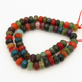 Natural Agate,Abacus,Faceted,Mixed color,Dyed,6x10mm,Hole:1mm,about 63pcs/strand,about 67g/strand,5 strands/package,15"(38cm),XBGB00187ahlv-L001