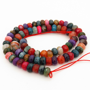 Natural Agate,Abacus,Faceted,Mixed color,Dyed,5x8mm,Hole:1mm,about 79pcs/strand,about 39g/strand,5 strands/package,16"(40cm),XBGB00193ahlv-L001
