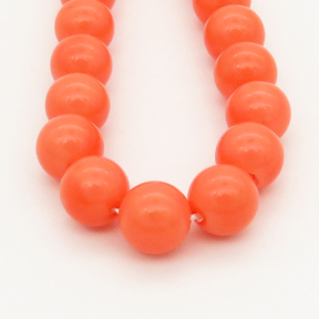 Shell Pearl Beads,Round,Orange,Dyed,6mm,Hole:0.5mm,about 63pcs/strand,about 22 g/strand,5 strands/package,15"(38cm),XBSP00001vbnb-L001