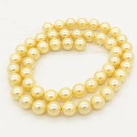 Shell Pearl Beads,Round,Yellow,Dyed,6mm,Hole:0.5mm,about 63pcs/strand,about 22 g/strand,5 strands/package,15"(38cm),XBSP00009vbnb-L001