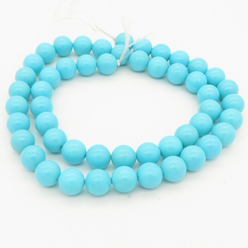 Shell Pearl Beads,Round,Blue,Dyed,6mm,Hole:0.5mm,about 63pcs/strand,about 22 g/strand,5 strands/package,15"(38cm),XBSP00015vbnb-L001