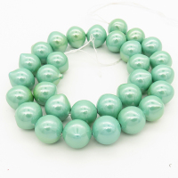 Shell Pearl Beads,Onion,Light green,Dyed,15x14mm,Hole:1mm,about 28pcs/strand,about 85 g/strand,5 strands/package,15"(38cm),XBSP00017ahjb-L001