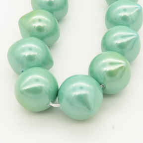 Shell Pearl Beads,Onion,Light green,Dyed,15x14mm,Hole:1mm,about 28pcs/strand,about 85 g/strand,5 strands/package,15"(38cm),XBSP00017ahjb-L001