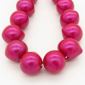 Shell Pearl Beads,Onion,Rose red,Dyed,15x14mm,Hole:1mm,about 28pcs/strand,about 85 g/strand,5 strands/package,15"(38cm),XBSP00019ahjb-L001