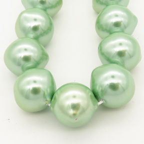 Shell Pearl Beads,Onion,Verde brillante,Dyed,15x14mm,Hole:1mm,about 28pcs/strand,about 85 g/strand,5 strands/package,15"(38cm),XBSP00021ahjb-L001
