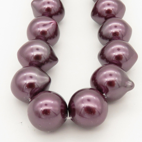 Shell Pearl Beads,Onion,Púrpura,Dyed,15x14mm,Hole:1mm,about 28pcs/strand,about 85 g/strand,5 strands/package,15"(38cm),XBSP00023ahjb-L001