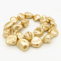 Shell Pearl Beads,Nuggets,Champagne gold,Dyed,19*20~11*23mm,Hole:1mm,about 17~23pcs/strand,about 85 g/strand,5 strands/package,15"(38cm),XBSP00027bhva-L001