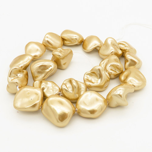 Shell Pearl Beads,Nuggets,Champagne gold,Dyed,19*20~11*23mm,Hole:1mm,about 17~23pcs/strand,about 85 g/strand,5 strands/package,15"(38cm),XBSP00027bhva-L001