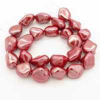 Shell Pearl Beads,Nuggets,Rose red,Dyed,9~28x8~27x7~20mm,Hole:1mm,about 17~23pcs/strand,about 71 g/strand,5 strands/package,15"(38cm),XBSP00039ahjb-L001
