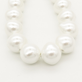 Shell Pearl Beads,Oval,White,Dyed,14x15mm,Hole:1mm,about 28pcs/strand,about 100 g/strand,5 strands/package,15"(38cm),XBSP00041vhov-L001