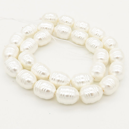 Shell Pearl Beads,Rice,Ivory,Dyed,11x14mm,Hole:1mm,about 28pcs/strand,about 78 g/strand,5 strands/package,15"(38cm),XBSP00043vhmv-L001