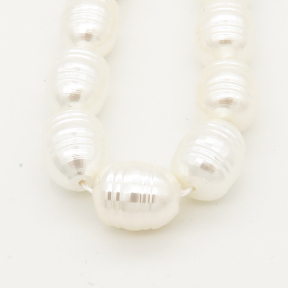 Shell Pearl Beads,Rice,Ivory,Dyed,11x14mm,Hole:1mm,about 28pcs/strand,about 78 g/strand,5 strands/package,15"(38cm),XBSP00043vhmv-L001