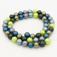 Shell Pearl Beads,Round,Mixed color,Dyed,6mm,Hole:0.5mm,about 63pcs/strand,about 22 g/strand,5 strands/package,15"(38cm),XBSP00045vbnb-L001