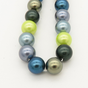 Shell Pearl Beads,Round,Mixed color,Dyed,6mm,Hole:0.5mm,about 63pcs/strand,about 22 g/strand,5 strands/package,15"(38cm),XBSP00045vbnb-L001
