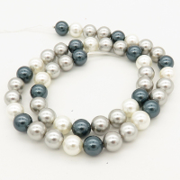 Shell Pearl Beads,Round,Mixed color,Dyed,6mm,Hole:0.5mm,about 63pcs/strand,about 22 g/strand,5 strands/package,15"(38cm),XBSP00047vbnb-L001
