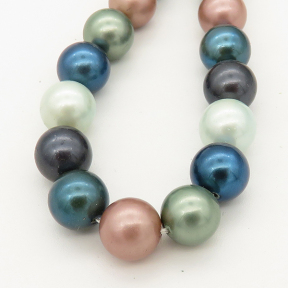 Shell Pearl Beads,Round,Mixed color,Dyed,6mm,Hole:0.5mm,about 63pcs/strand,about 22 g/strand,5 strands/package,15"(38cm),XBSP00049vbnb-L001