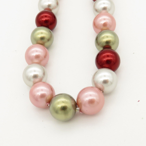 Shell Pearl Beads,Round,Mixed color,Dyed,6mm,Hole:0.5mm,about 63pcs/strand,about 22 g/strand,5 strands/package,15"(38cm),XBSP00051vbnb-L001