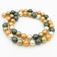 Shell Pearl Beads,Round,Mixed color,Dyed,6mm,Hole:0.5mm,about 63pcs/strand,about 22 g/strand,5 strands/package,15"(38cm),XBSP00053vbnb-L001