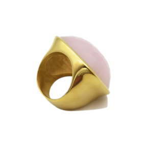 316L Stainless Steel And Pink Glass  Diamond,Hiphop Vitreous Stone Cut Ring,Golden Plating,Size: 7, Cubic:23mm*26mm,about 23g/pc,1 pc/pacekage,HHP00222aivb-360