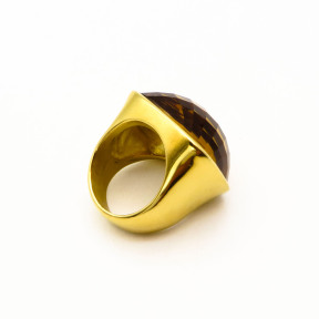 316L Stainless Steel And Amber Glass Diamond,Hiphop Vitreous Stone Cut Ring,Golden Plating,Size: 7, Cubic:23mm*27mm,about 31g/pc,1 pc/pacekage,HHP00234vhov-360