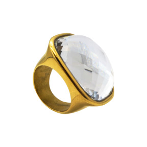316L Stainless Steel And Ice Glass Diamond,Hiphop Vitreous Stone Cut Ring,Golden Plating,Size: 7, Cubic:23mm*28mm,about 25g/pc,1 pc/pacekage,HHP00246vhov-360