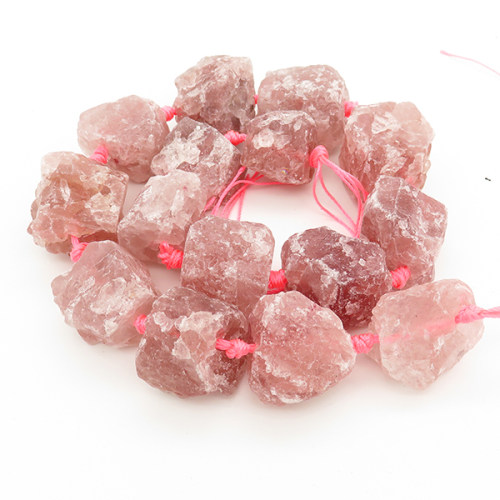 Natural Strawberry Quartz,Irregular Nuggets,Pink,14~38mm,Hole: 2mm,about 15pcs/strand,about 225 g/strand,2 strands/package,16"(42cm),XBGB00267aivb-L001