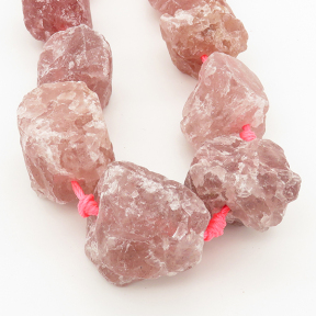 Natural Strawberry Quartz,Irregular Nuggets,Pink,14~38mm,Hole: 2mm,about 15pcs/strand,about 225 g/strand,2 strands/package,16"(42cm),XBGB00267aivb-L001
