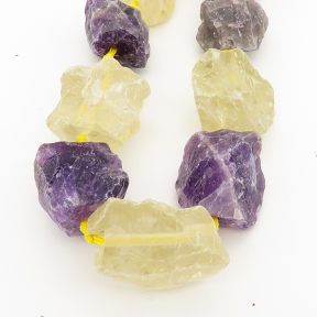 Natural Amethyst & Lemon Quartz,Irregular Nuggets,Purple yellow,14~38mm,Hole: 2mm,about 16pcs/strand,about 180 g/strand,2 strands/package,16"(42cm),XBGB00273aivb-L001
