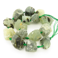 Natural Prehnite,Irregular Nuggets,Grass green,14~38mm,Hole: 2mm,about 15pcs/strand,about 230 g/strand,2 strands/package,16"(42cm),XBGB00285vihb-L001