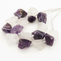 Natural Amethyst & Rose Quartz,Irregular Nuggets,Purple and white,14~38mm,Hole: 2mm,about 16pcs/strand,about 165 g/strand,2 strands/package,16"(42cm),XBGB00287aivb-L001