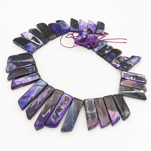 Natural Fire Agate,Nuggets,Dyed,Purple,25x11~60x14mm,Hole: 2mm,about 33pcs/strand,about 175 g/strand,2 strands/package,16"(42cm),XBGB00309aivb-L001