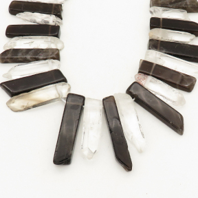 Natural Smoky Quartz  & White Crystal,Nuggets,Brown,White,8x25~12x53mm,Hole: 2mm,about 36pcs/strand,about 200 g/strand,2 strands/package,15"(38cm),XBGB00319vila-L001